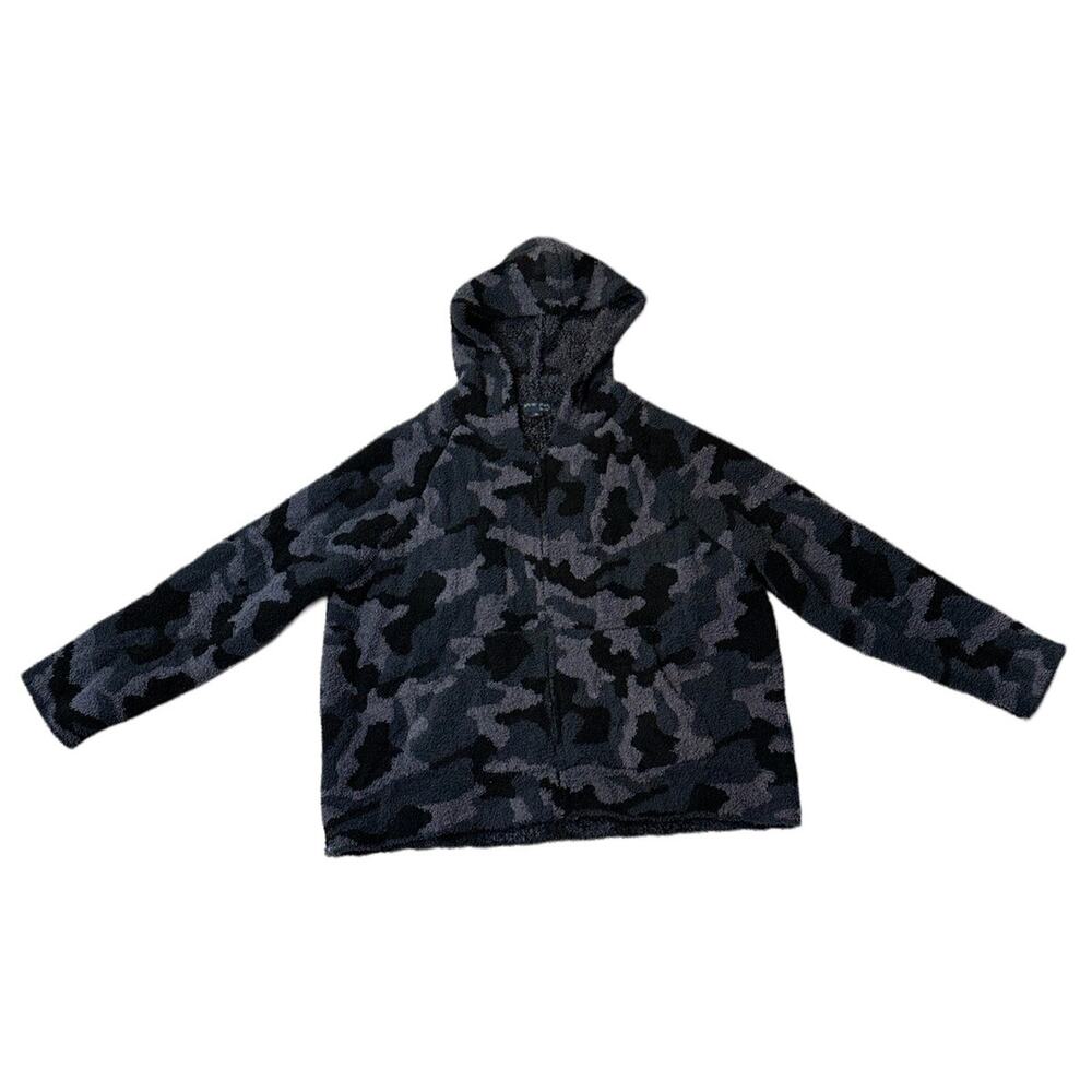 Barefoot Dreams CozyChic Plus Size 1X Camo Hooded Jacket Full Zip Sweater